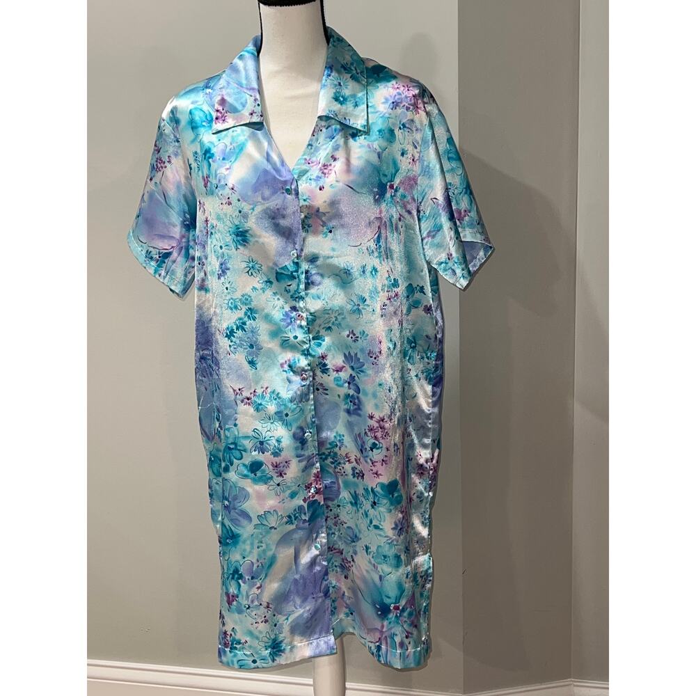 Secret Treasures Sleep Robe Women’s Floral Blue Lightweight Size Large